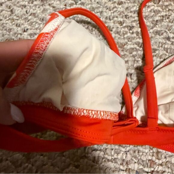 Solid & Striped The Morgan Scoop Neck Bikini Top Lipstick Red Gingham Size Small - Picture 5 of 10